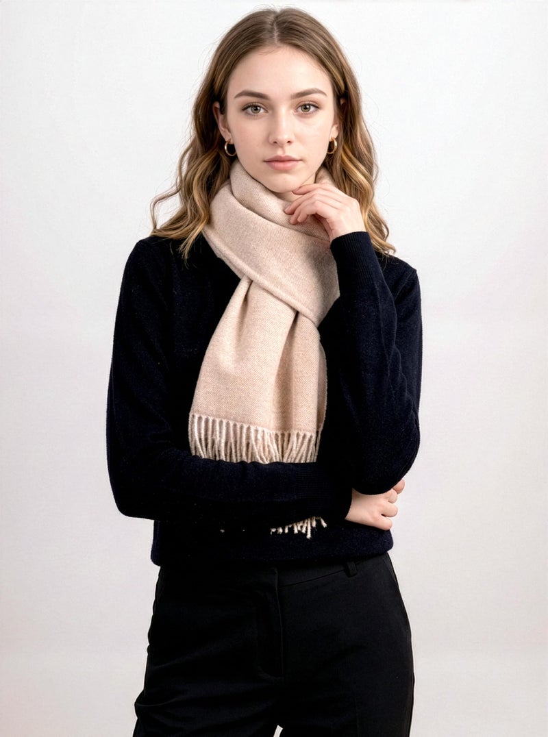 Achillea Warm Cashmere-Feel Winter Scarf for Women â€“ Pashmina Shawl Wrap, Blanket Scarf for Daily Wear, Travel & Cold Weather (Beige) - Image 3