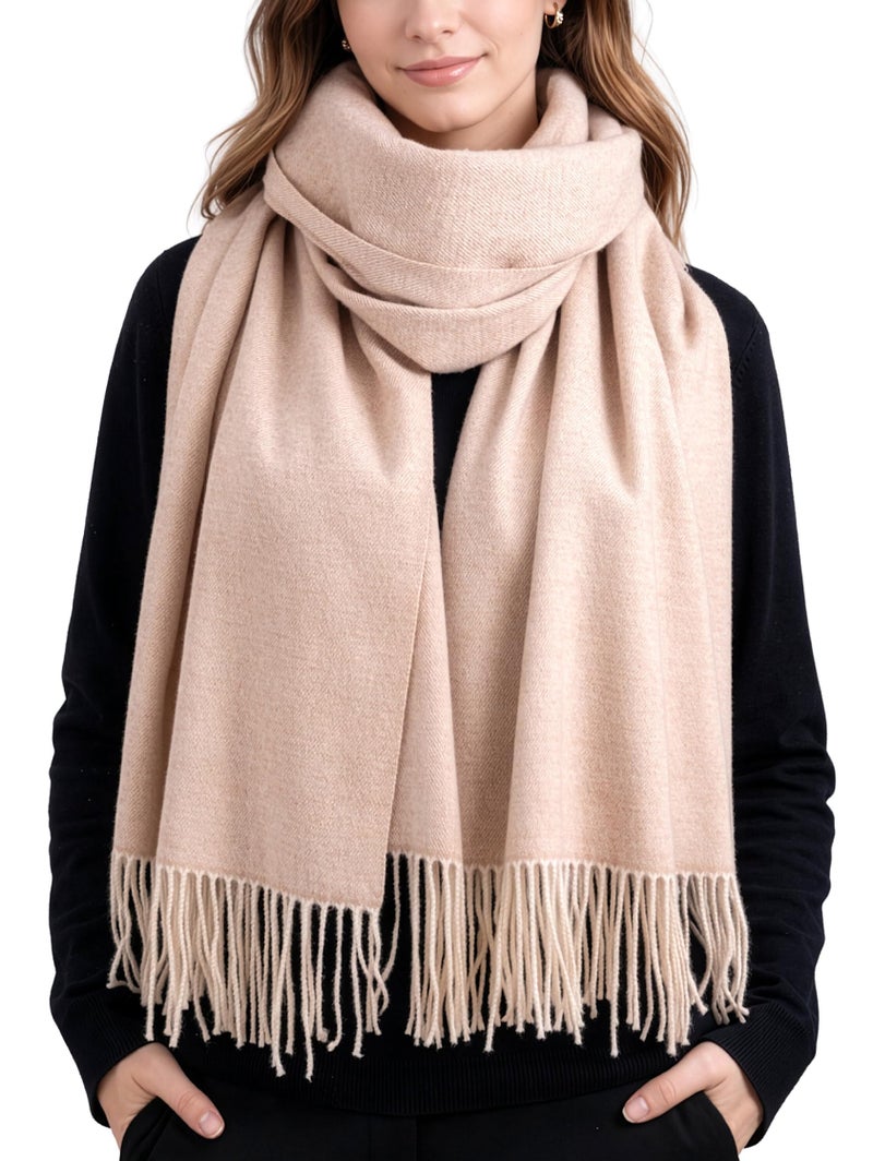 Achillea Warm Cashmere-Feel Winter Scarf for Women â€“ Pashmina Shawl Wrap, Blanket Scarf for Daily Wear, Travel & Cold Weather (Beige) - Image 1
