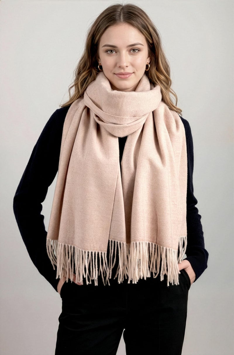 Achillea Warm Cashmere-Feel Winter Scarf for Women â€“ Pashmina Shawl Wrap, Blanket Scarf for Daily Wear, Travel & Cold Weather (Beige) - Image 2
