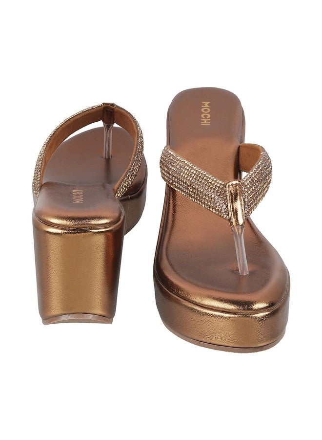 Mochi Women Antic Gold Suede Slip-on Wedges UK/8 EU/41 (35-4995) - Image 5