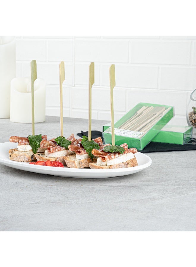 Restaurantware 6 Inch Paddle Bamboo Skewers, 500 Sturdy Disposable Bamboo Food Picks - Sturdy, Paddle Head, Bamboo Appetizer Picks, Sustainable, For Serving Appetizers and Cocktail Garnishes  - Image 4