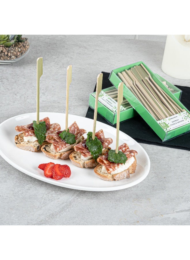 Restaurantware 6 Inch Paddle Bamboo Skewers, 500 Sturdy Disposable Bamboo Food Picks - Sturdy, Paddle Head, Bamboo Appetizer Picks, Sustainable, For Serving Appetizers and Cocktail Garnishes  - Image 3