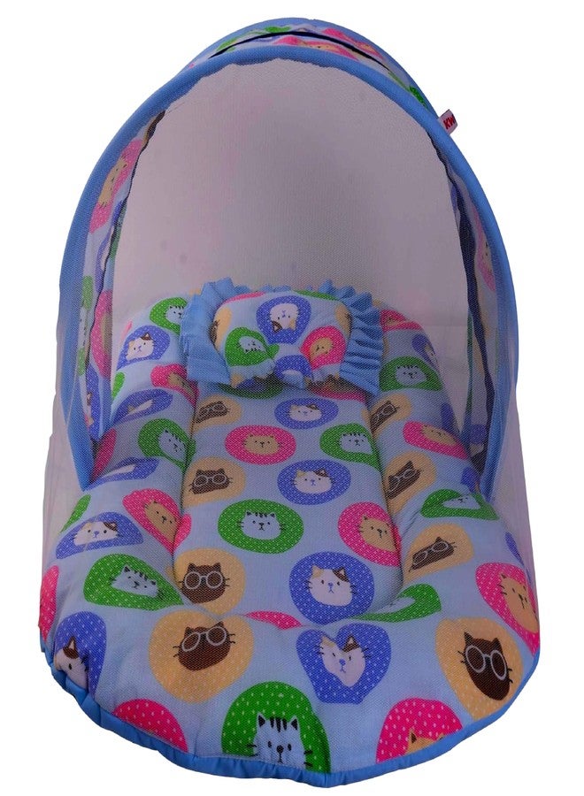 Kwitchy Baby Bed with Mosquito Net, Baby Gadda Set for New Born (Blue, 0-6 Months) - Image 1