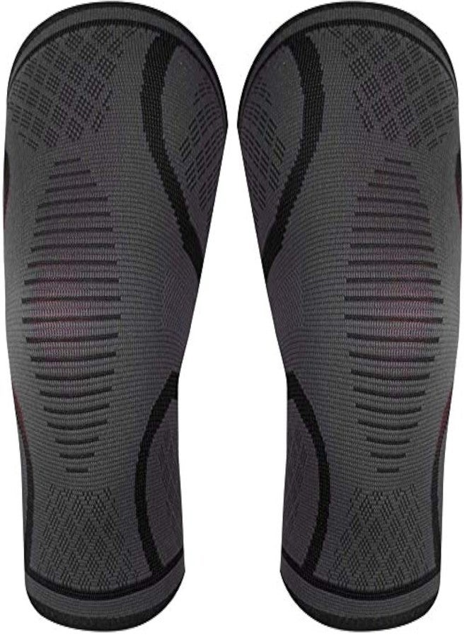 GymWar Knee Cap for Men Sports Knee Brace for Knee Pain, Gym, and Running for Men and Women (Free Size) Pair Grey- By GymWar - Image 1