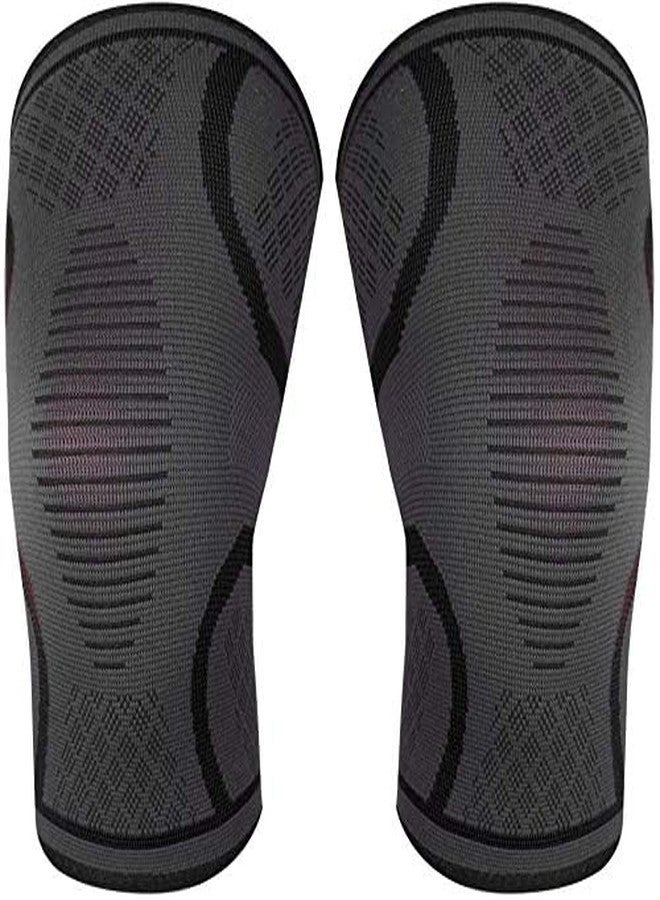GymWar Knee Cap for Men Sports Knee Brace for Knee Pain, Gym, and Running for Men and Women (Free Size) Pair Grey- By GymWar - Image 2