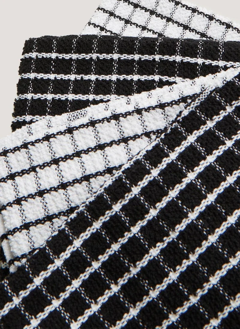 Matalan 4 Pack Black Check Terry Tea Towels (60cm x 45cm)