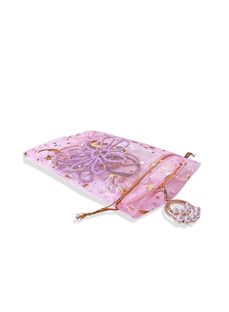 Captaintech Moon Star Organza Jewelry Candy Pouch, Gift Bags Pouches for Wedding Party Valentine's Day Drawstring Organza Bags, Jewelry Gift Bags 100Pcs (Mixed Color, 3.5 x 4.7 Inch) - Image 2