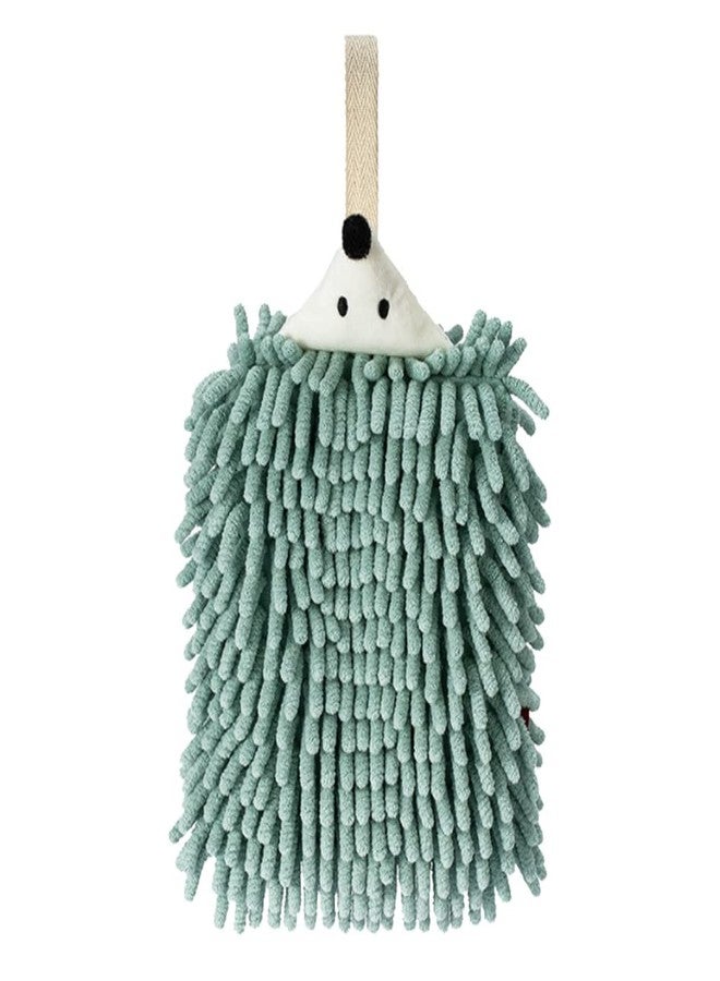 GTONEE Hanging Bathroom Hand Towels Super Fluffy Chenille Animal Towels, High Absorbent Hand Towels, Quick Dry Your Hands Hedgehog Green - Image 1