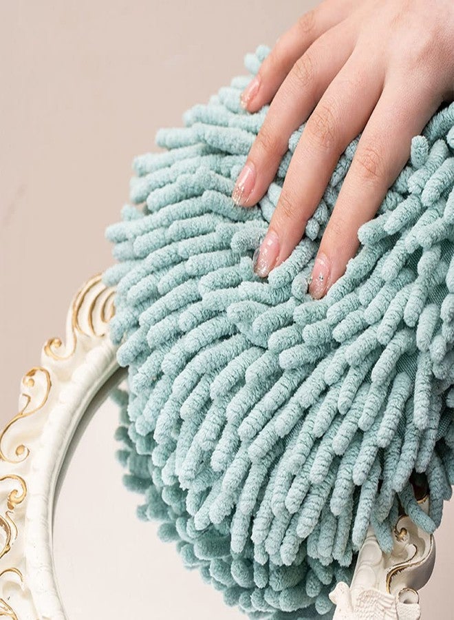 GTONEE Hanging Bathroom Hand Towels Super Fluffy Chenille Animal Towels, High Absorbent Hand Towels, Quick Dry Your Hands Hedgehog Green - Image 3