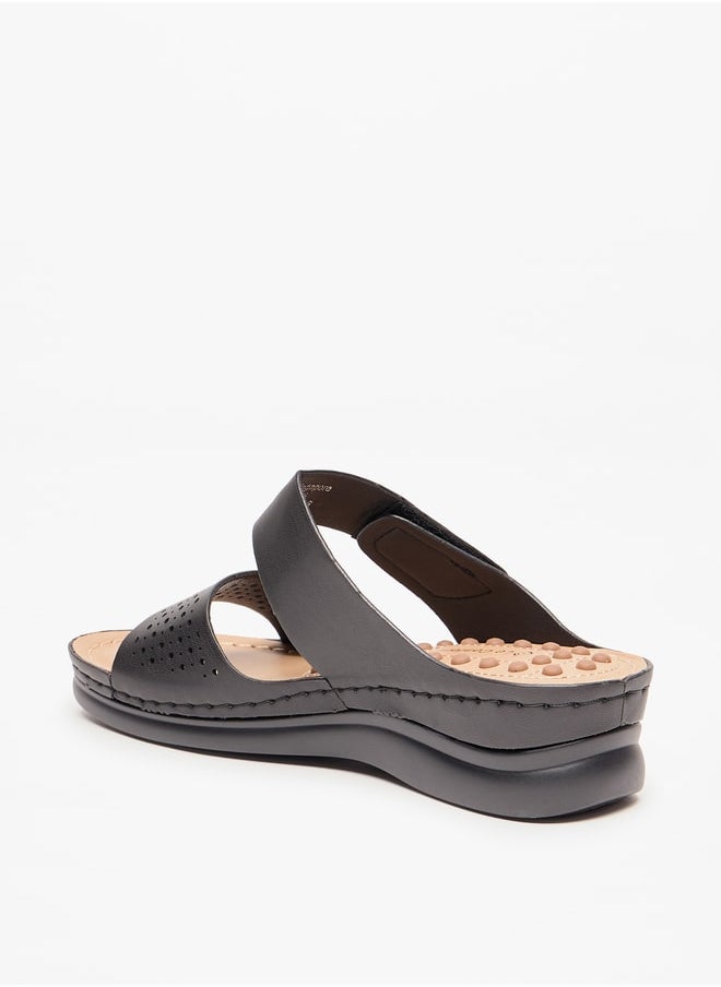 Le Confort Women Laser Cut Slip-On Sandals with Wedge Heel  - Image 2