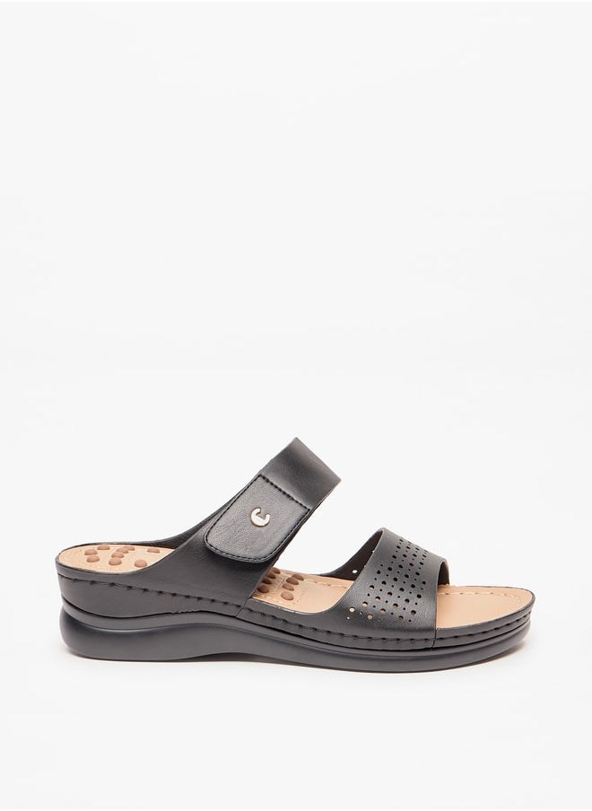 Le Confort Women Laser Cut Slip-On Sandals with Wedge Heel  - Image 3