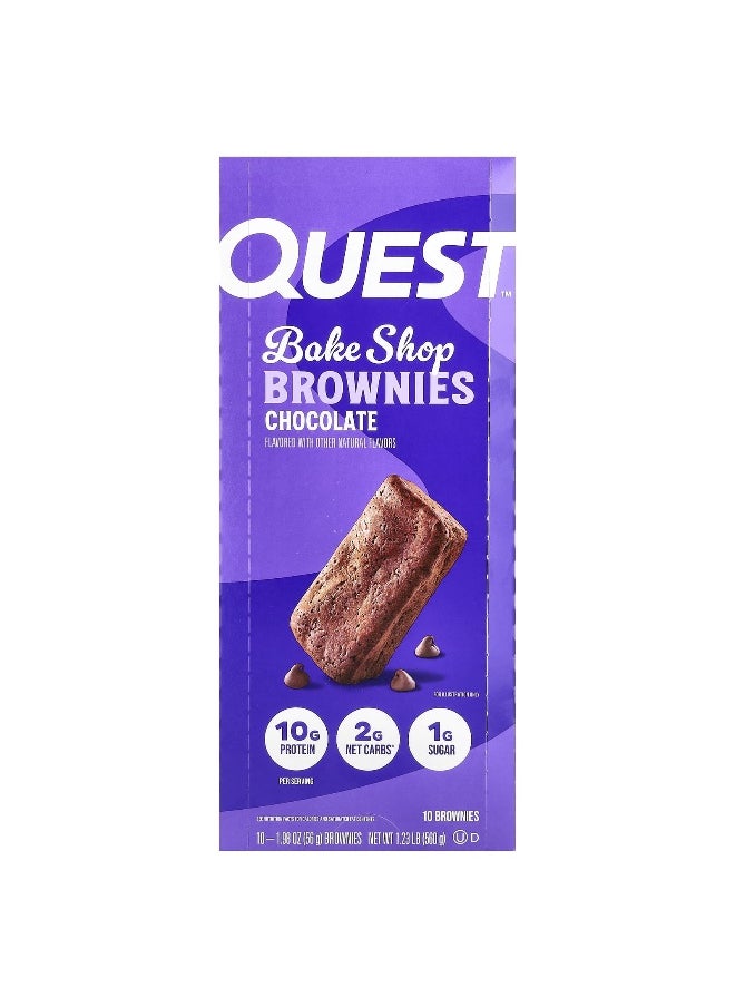 QUEST NUTRITION Quest Nutrition, Bake Shop Brownies, Chocolate, 10 Brownies, 1.98 oz (56 g) Each  - Image 1