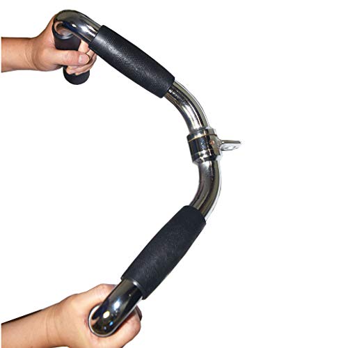 yuhqc Lat Cable Machine Attachment Curl Pulldown Barbell Revolving Bar, Multi-Exerciser Cable Attachment, Solid Steel Tricep Press Down Bar with Rubber Handgrips & Revolving Hanger(M) - Image 3