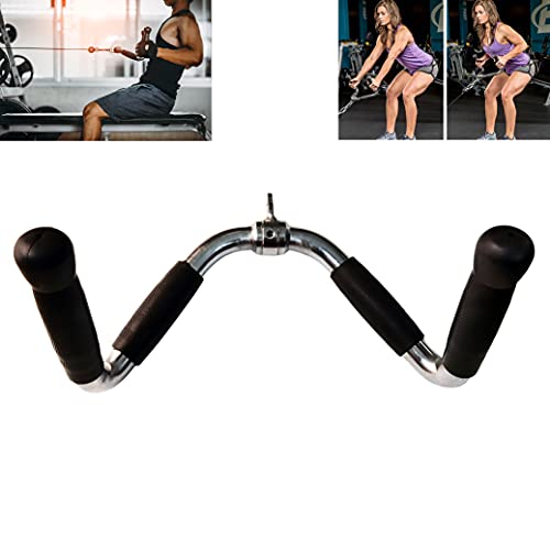yuhqc Lat Cable Machine Attachment Curl Pulldown Barbell Revolving Bar, Multi-Exerciser Cable Attachment, Solid Steel Tricep Press Down Bar with Rubber Handgrips & Revolving Hanger(M) - Image 4
