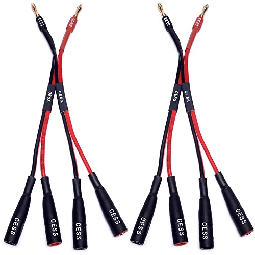 CNCESS CESS-057x2 Dual Banana Plugs Splitter, 2 Male to 4 Female Banana Jack Adapter, 2-Channel Power Supply Splitter Cable, 14 AWG Soft Silicone Tinned Copper Wire - Image 1