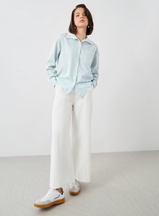 Styli Styli Checked Spread Collar Oversized Shirt  - Image 2