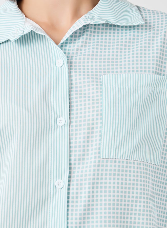 Styli Styli Checked Spread Collar Oversized Shirt  - Image 4