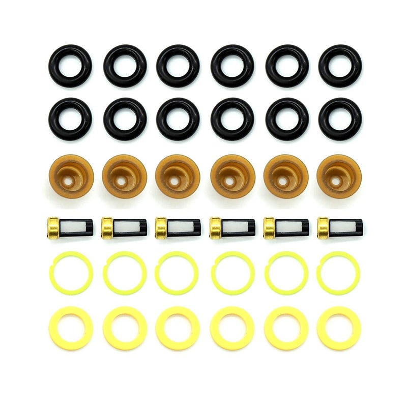 Generic HiSport Fuel Injector Rebuild Service Kits for Universal EV1 Engines Injector O-Rings, Injector Spacers, Injector Retaining Pintle Caps, Injector Micro Basket Filters - 6 pcs/pack  - Image 1