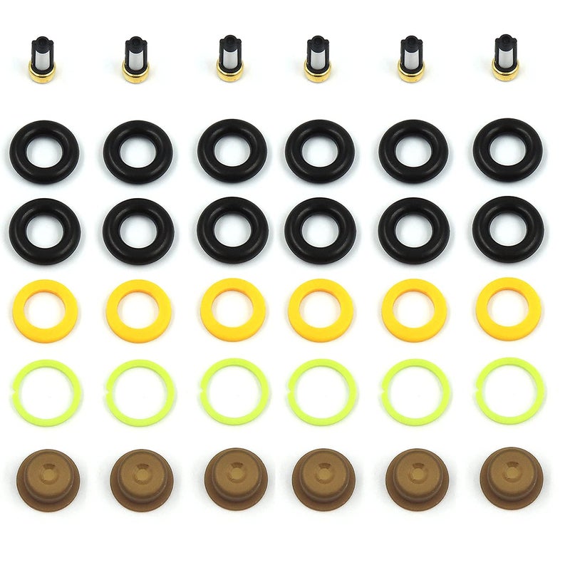Generic HiSport Fuel Injector Rebuild Service Kits for Universal EV1 Engines Injector O-Rings, Injector Spacers, Injector Retaining Pintle Caps, Injector Micro Basket Filters - 6 pcs/pack  - Image 2