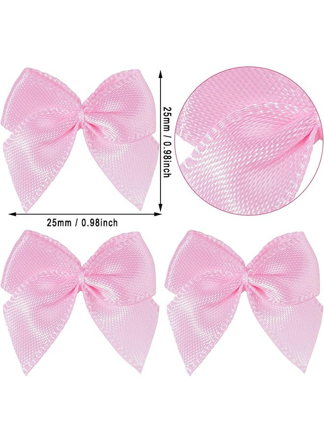 HS 100 Pcs Mini Satin Ribbon Bow Flowers For DIY Crafts Baby Shower Crafts Decoration, Hair Accessories, Bottles, Scrapbooking, Cupcakes, Wedding And Gift Wrapping (Pink) - Image 2