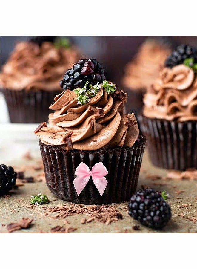 HS 100 Pcs Mini Satin Ribbon Bow Flowers For DIY Crafts Baby Shower Crafts Decoration, Hair Accessories, Bottles, Scrapbooking, Cupcakes, Wedding And Gift Wrapping (Pink) - Image 4