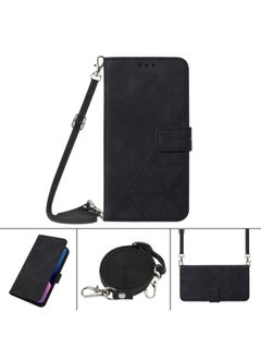 HuHa Case Cover For Xiaomi Redmi 9A / 9i / 9AT Crossbody 3D Embossed Flip Leather Phone Case Black 