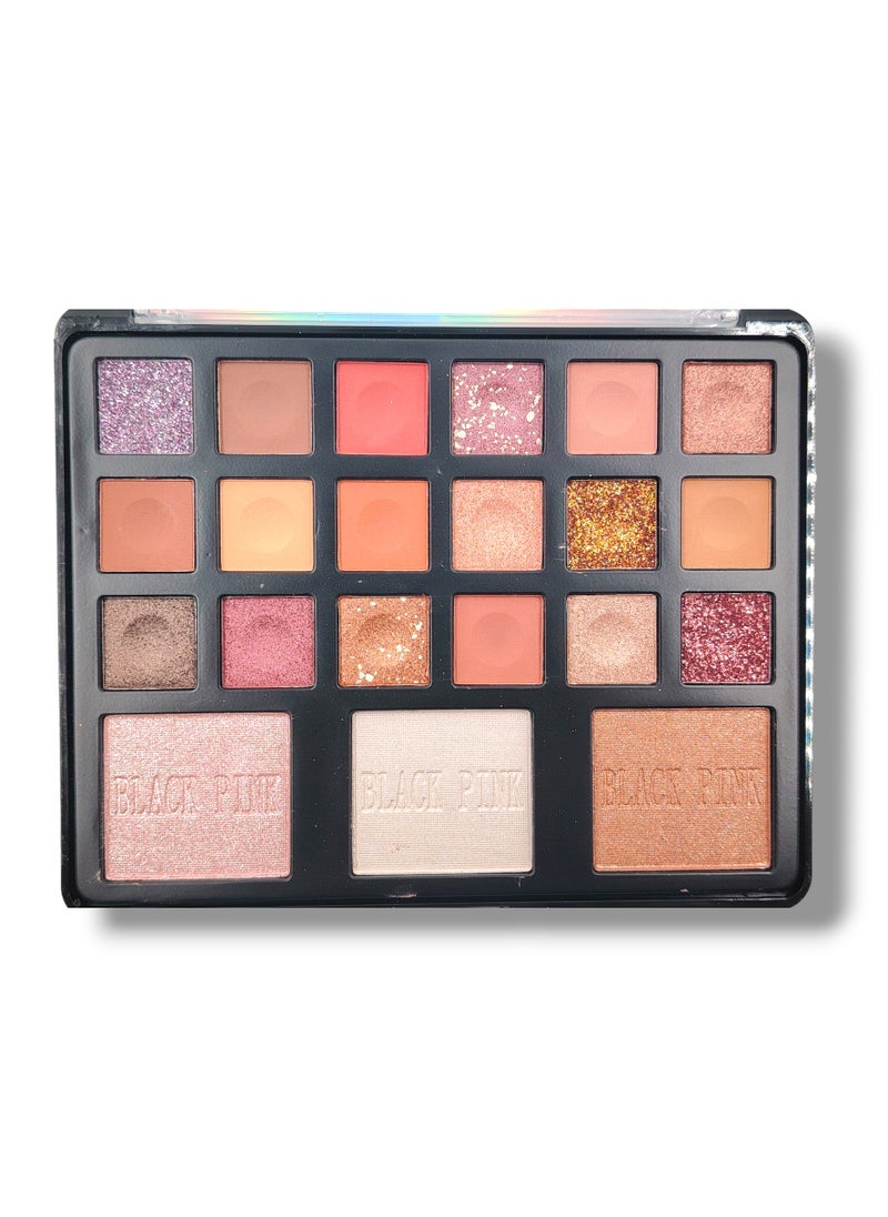 Black Pink - Black Bank Eye Shadow Set 18 Colors + 3 Color Highlighter Shimmer - Image 1