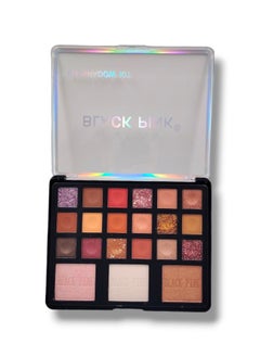 Black Pink Black Bank Eye Shadow Set 18 Colors + 3 Color Highlighter Shimmer  - Image 4