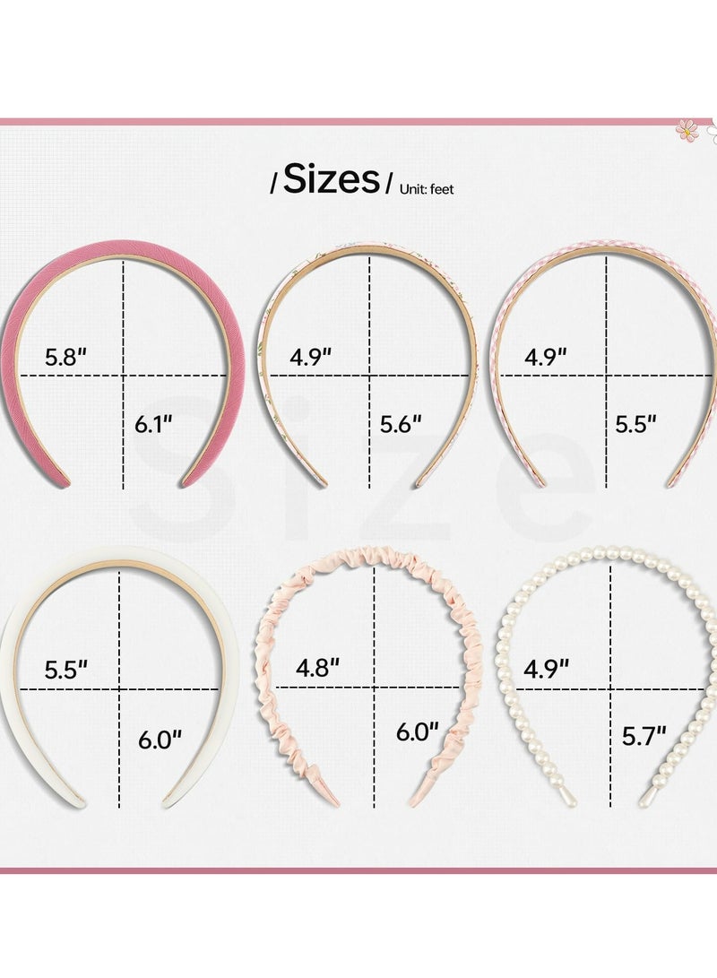 Oasisgalore 7 Pcs Women's & Girls Headband Set, Non-Slip Floral, Pearl, & Vintage Wide Headbands - Image 5