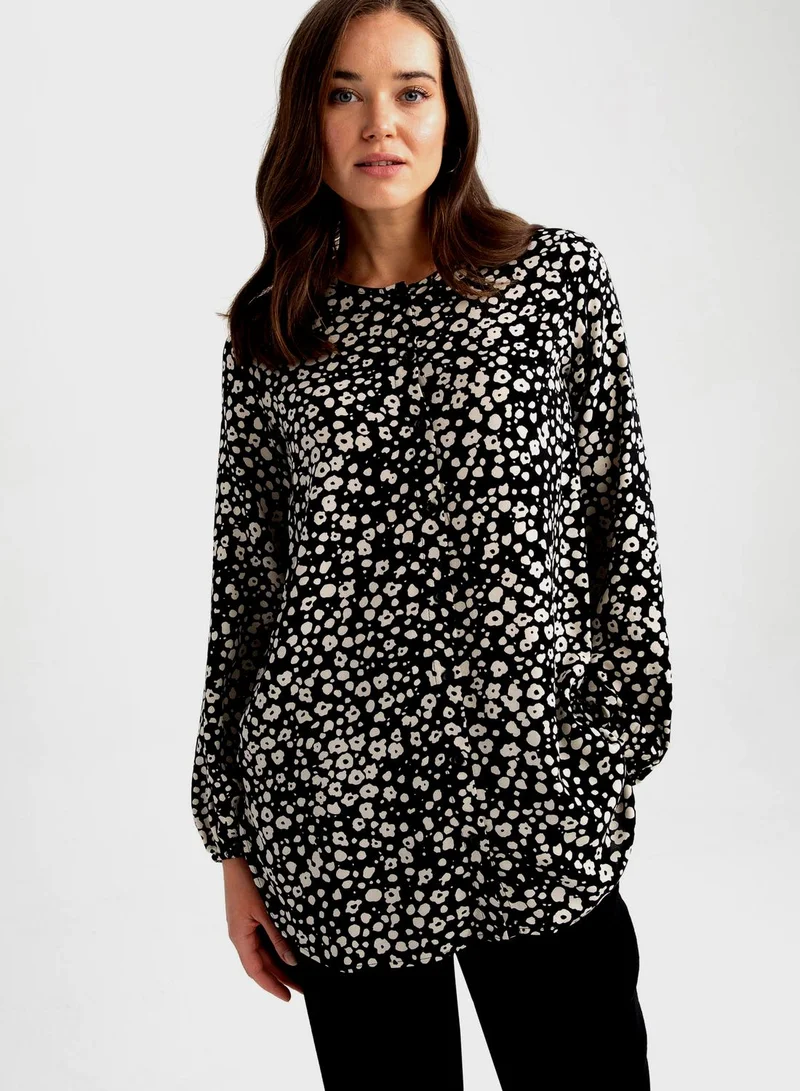 DeFacto Button Down Tunic Printed Shirt