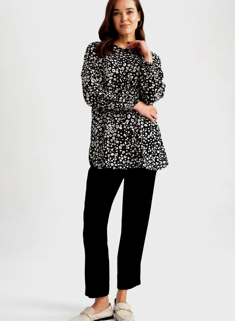 DeFacto Button Down Tunic Printed Shirt