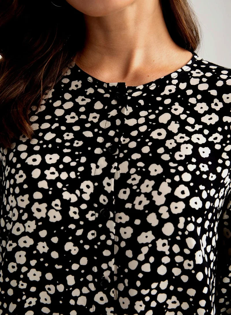 DeFacto Button Down Tunic Printed Shirt
