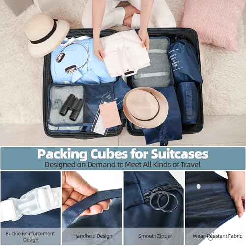 Porslin 8-Set Packing Cubes for Travel Organiser Bags and Packing Bags for Travelling, Luggage Organiser Set with Mesh Travel Clothes Organizer Bag, Shoe Bag, Toiletry Pouch & Laundry Bag - Image 4