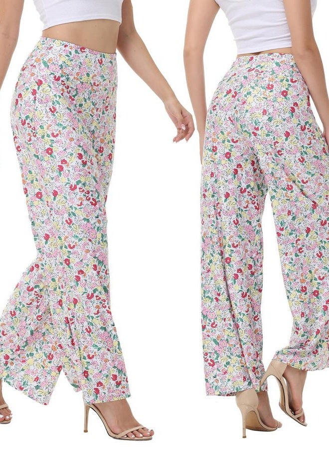 ZOOSIXX Wide Leg Palazzo Pants for Women - High Waist Casual Beach Lounge Pants Loose Dress Pants Stretchy Trousers - Image 2