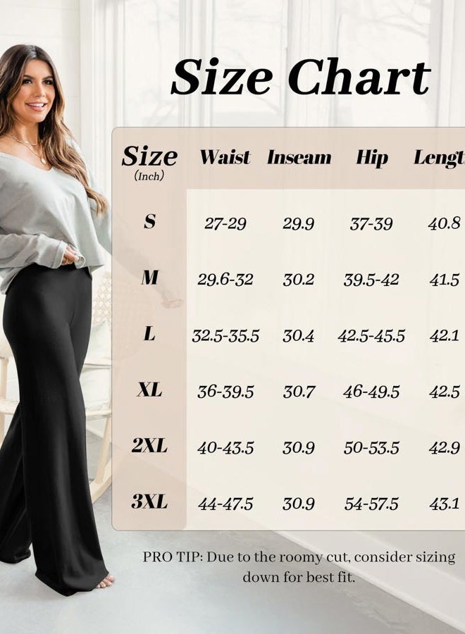 ZOOSIXX Wide Leg Palazzo Pants for Women - High Waist Casual Beach Lounge Pants Loose Dress Pants Stretchy Trousers - Image 5