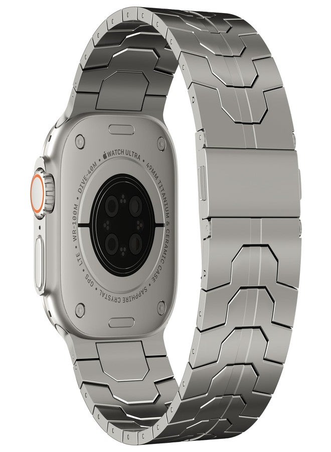 ACESTAR Full Titanium Band Compatible with Apple Watch Ultra 3/2/1 49mm / Series 10 46mm, 26mm Wide Adjustable Links with Titanium Folding Clasp Connectors and DLC Coating - Image 4