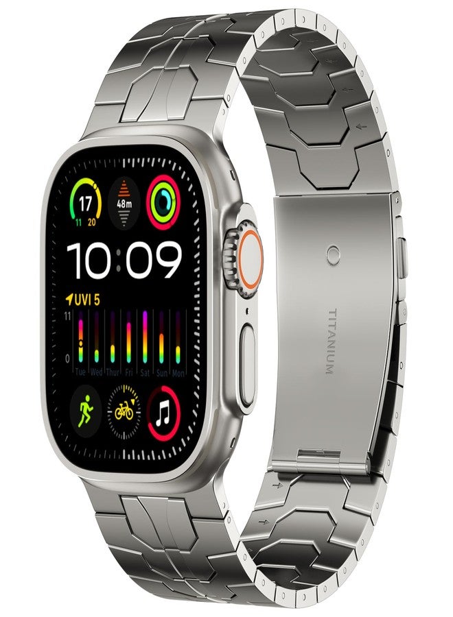 ACESTAR Full Titanium Band Compatible with Apple Watch Ultra 3/2/1 49mm / Series 10 46mm, 26mm Wide Adjustable Links with Titanium Folding Clasp Connectors and DLC Coating - Image 1