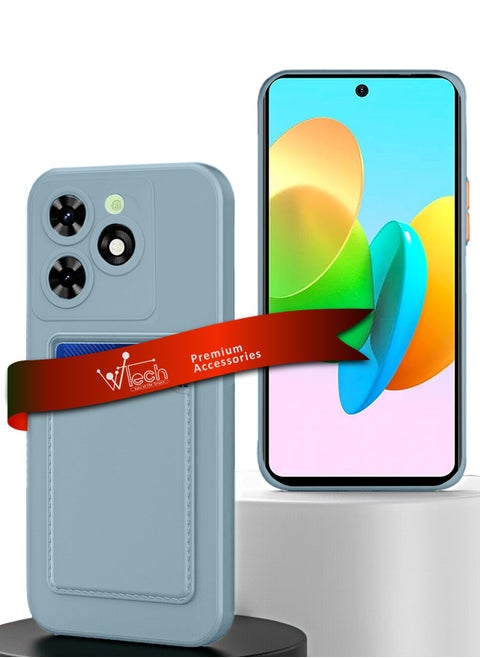 Silicone TPU With Card Holder Case Cover For Tecno Spark 20 / Spark 20C 4G 2023 Grey