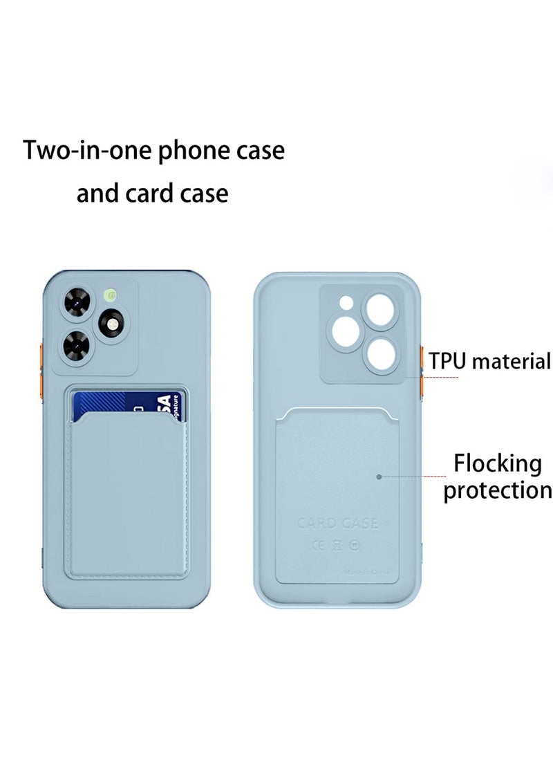 Silicone TPU With Card Holder Case Cover For Tecno Spark 20 / Spark 20C 4G 2023 Grey