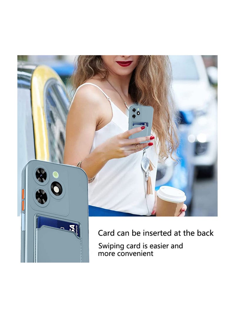 Silicone TPU With Card Holder Case Cover For Tecno Spark 20 / Spark 20C 4G 2023 Grey