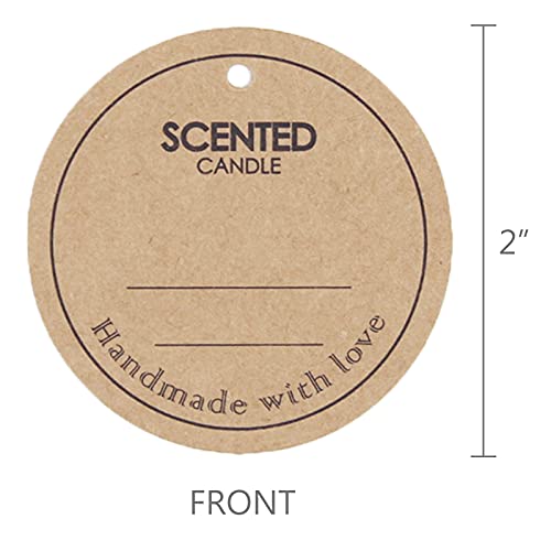 CandMak Candle Hang Tags, 160pcs 2" Diameter Handmade with Love Scented Candle Labels, Warning Labels for Candle Making - Image 2