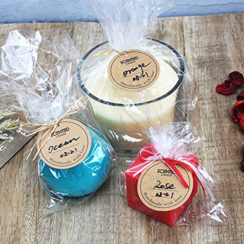 CandMak Candle Hang Tags, 160pcs 2" Diameter Handmade with Love Scented Candle Labels, Warning Labels for Candle Making - Image 4