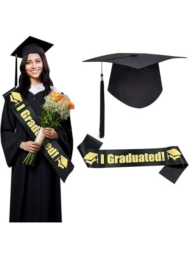Graduation Hat Bachelor Hat and Tassel Master Uni Academic with Sash College Bachelor Graduation Cap Adjustable for Men Women Uni Graduation Hat
