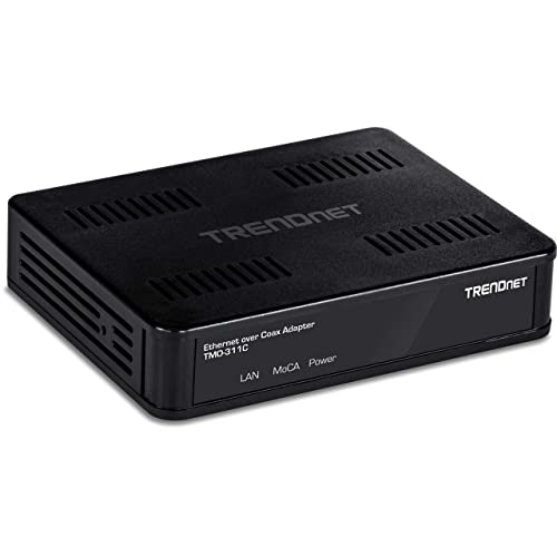 TRENDnet Ethernet Over Coax Adapter, Backward Compatible with MoCA 2.0, Gigabit LAN Port, Supports Net Throughput Up to 1Gbps, Supports Up to 16 Nodes On One Network, Black, TMO-311C - Image 1