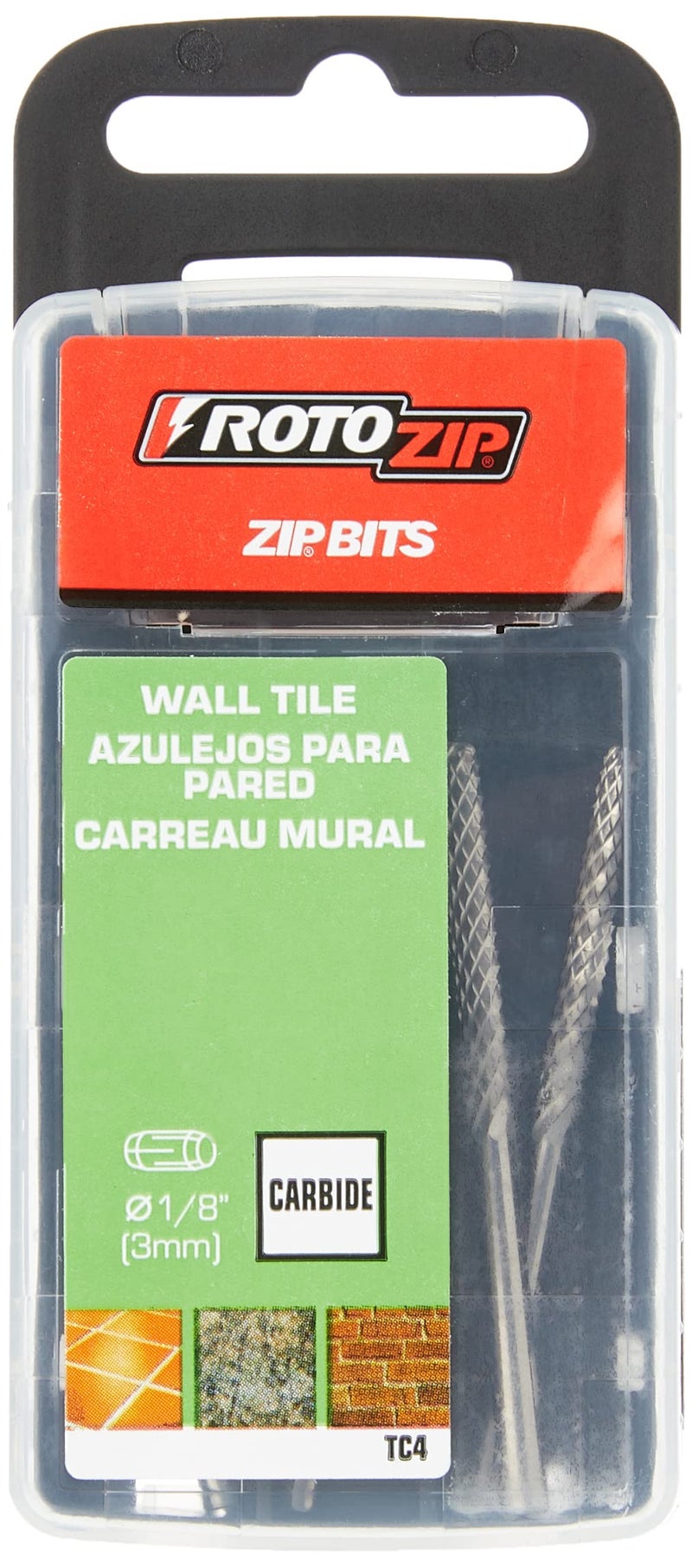 Rotozip Roto Zip TC4 1/8-Inch Tile-Cutting Carbide Zip Bits, 4-Pack, Silver - Image 1