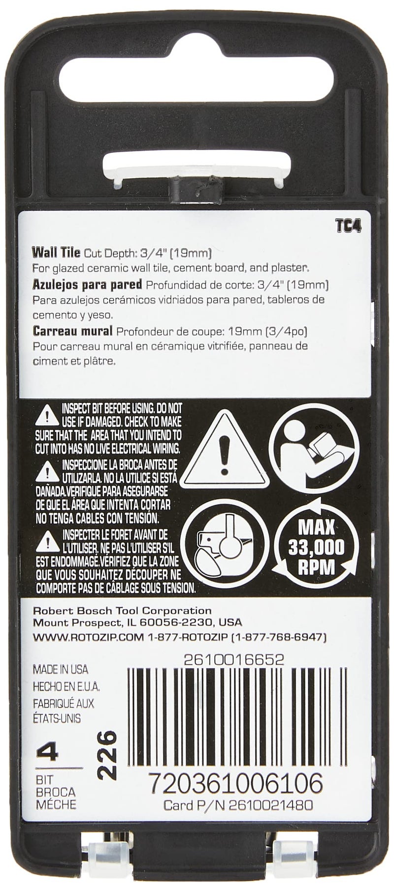 Rotozip Roto Zip TC4 1/8-Inch Tile-Cutting Carbide Zip Bits, 4-Pack, Silver - Image 3