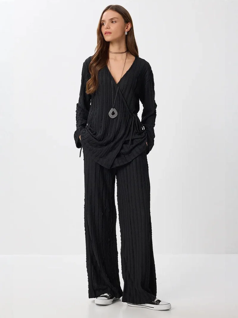 Lovely Istanbul ISTANBUL Textured Double Breasted Long Sleeve Two-Piece Set