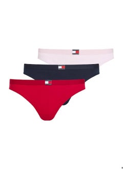 TOMMY HILFIGER Women's 3 Pack Thongs - Cotton, Multicolor 