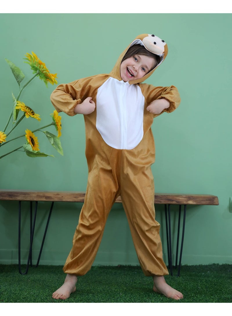 Toy Box Kids Monkey Costume Jumpsuit with Hood, Animal Fancy Dress, Party Outfit, Size L(6-7Years) - Image 4