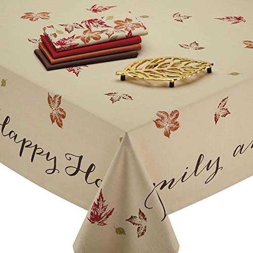 DII Rustic Autumn Leaves Kitchen Collection Thanksgiving Fall Table Dcor Tablecloth 52x52 - Image 3